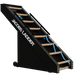 Black Jacobs ladder with wooden steps on a white background