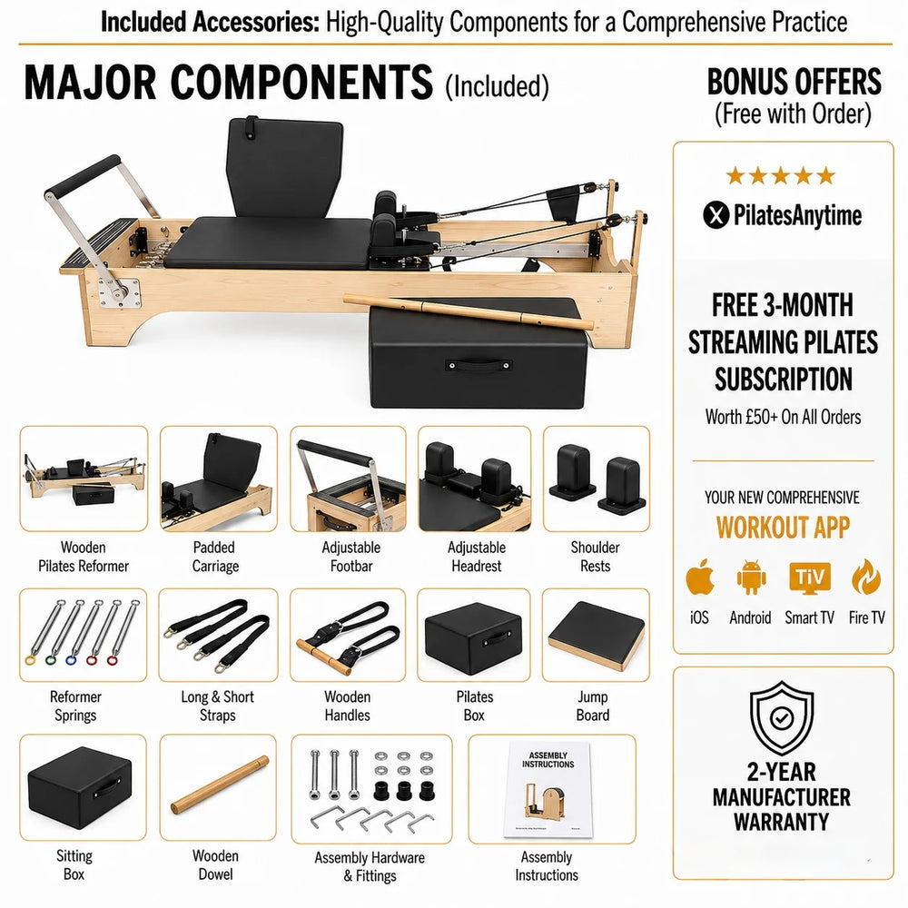 SET Pilates Master Wood Reformer Bed