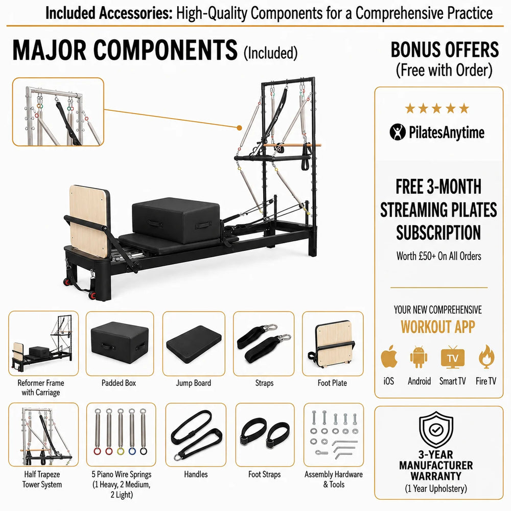Gym Gear Aluminium Reformer with Tower System / Half Trapeze