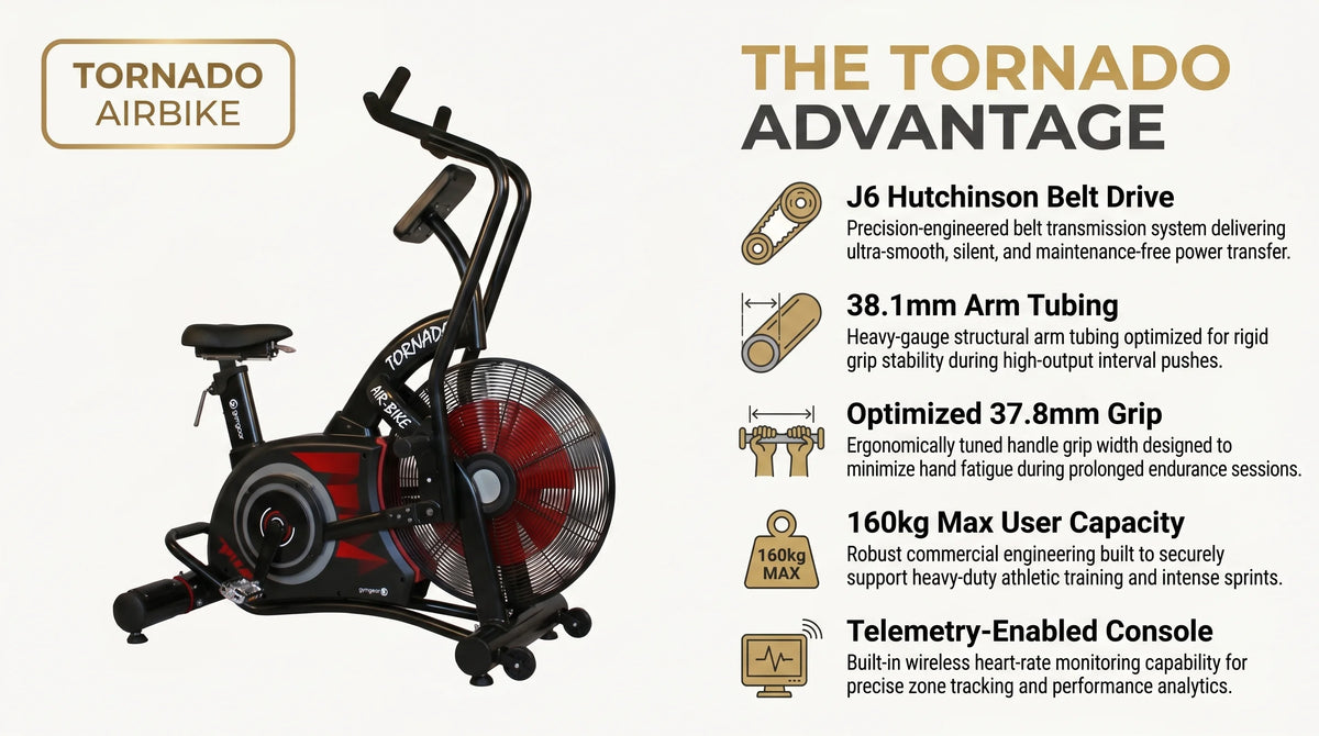 Gym Gear Tornado Airbike / Tornado Black Edition infographic