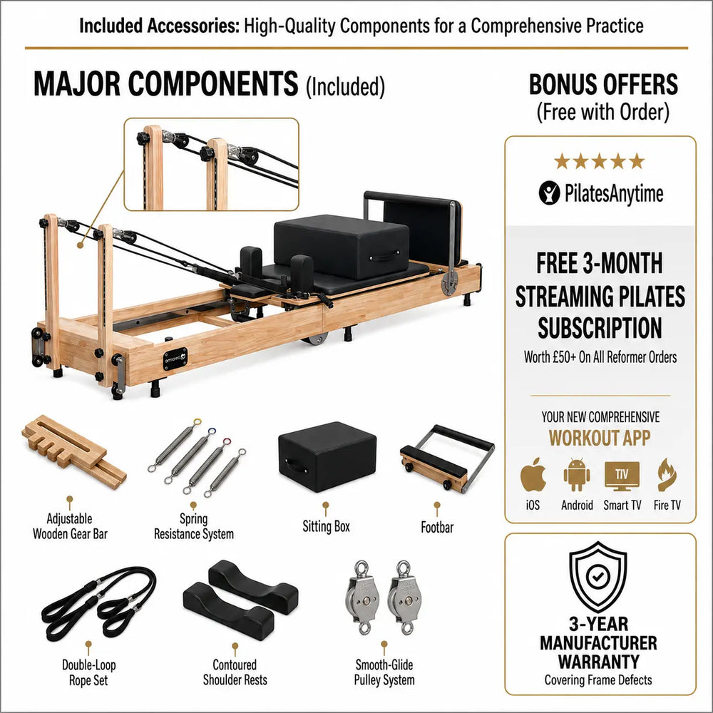 Gym Gear Oak Frame Foldable Home Reformer