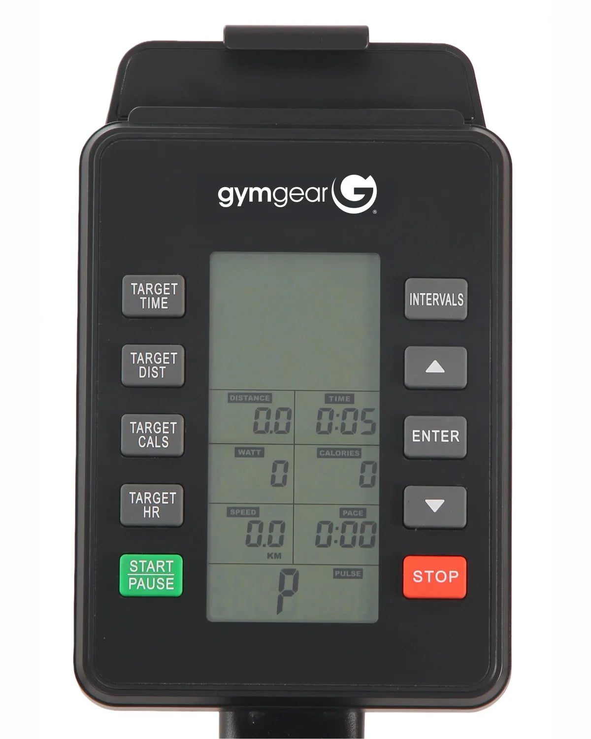 Digital fitness device with 'gymgear' branding on a white background