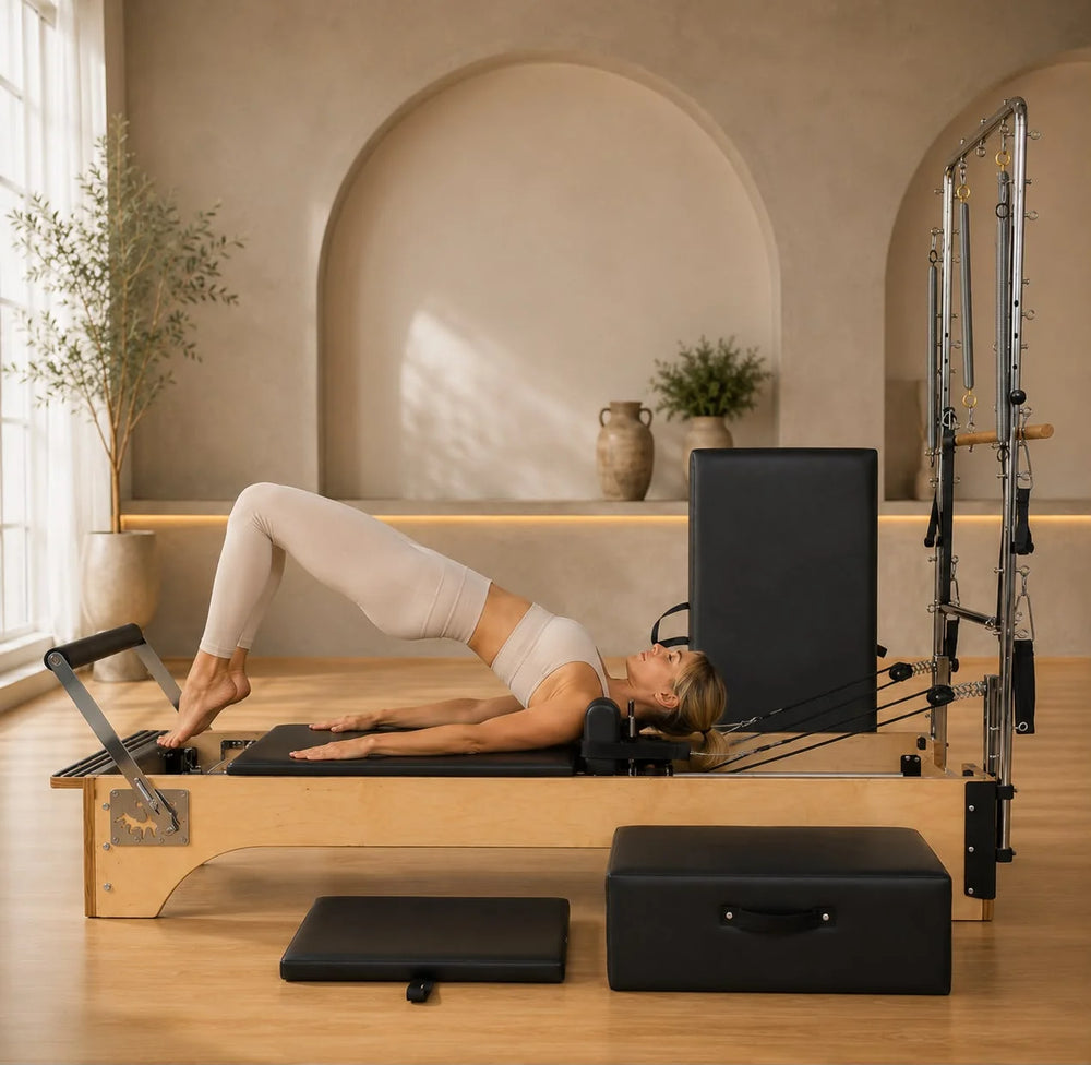 SET Pilates Master Wood Reformer with Tower