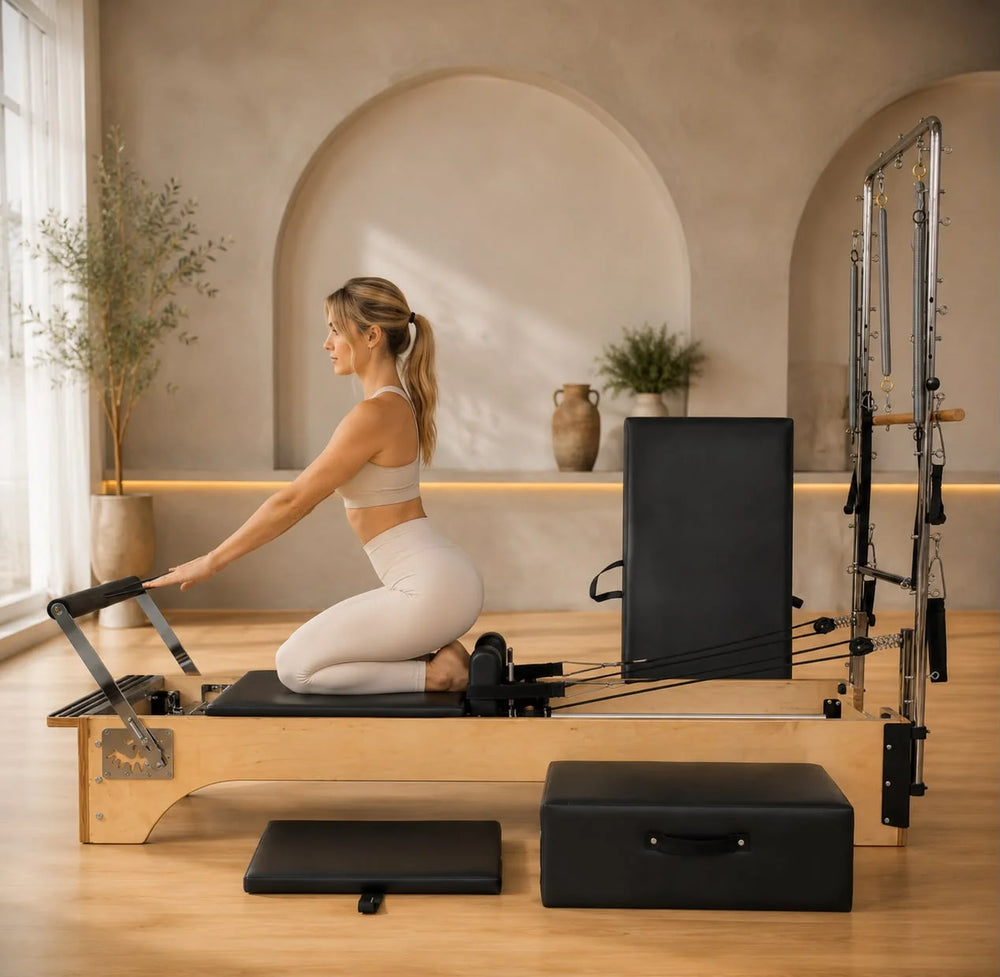 SET Pilates Master Wood Reformer with Tower
