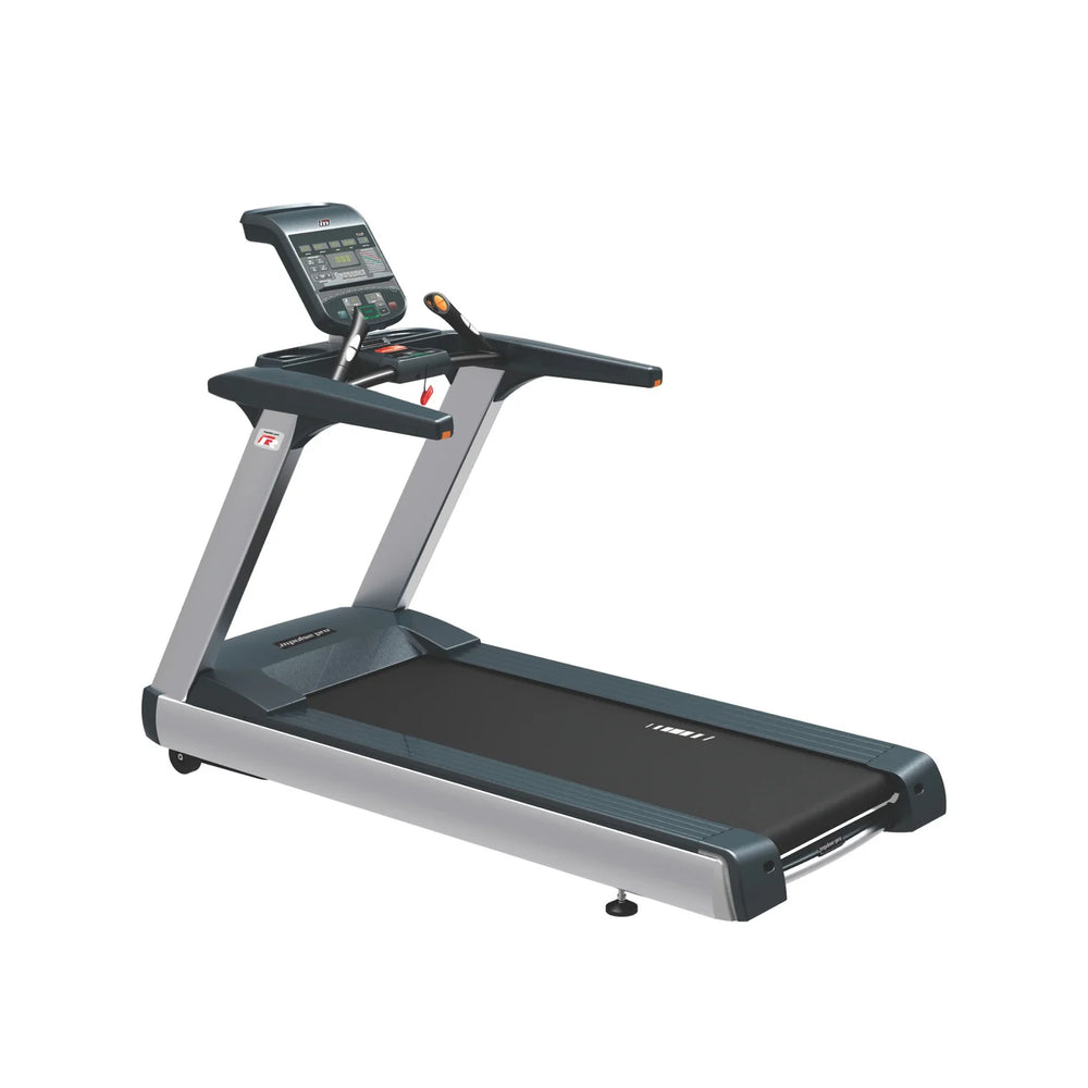 Origin Fitness Impulse RT700 Commercial LED Treadmill - Black with digital display on a white background