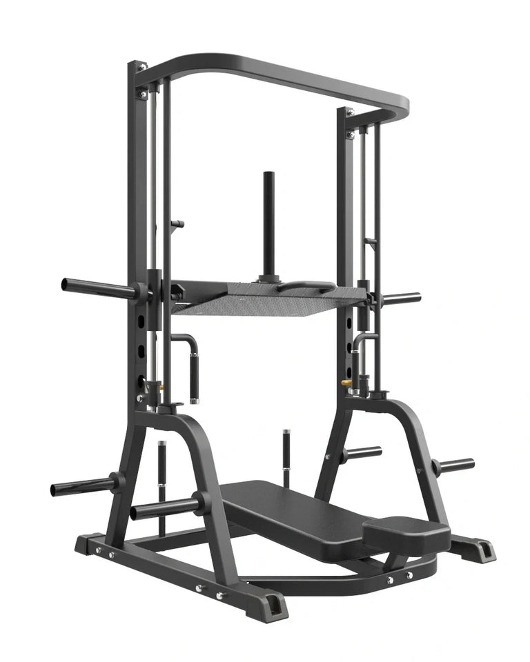 Black fitness equipment frame on a white background