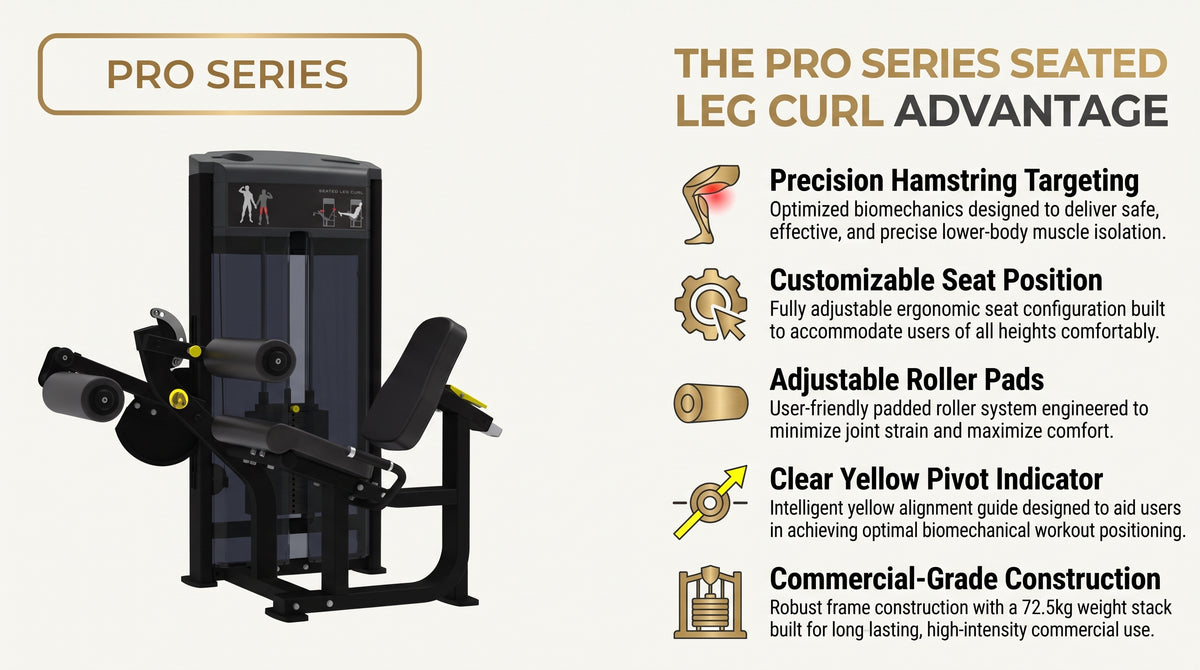 Gym Gear Pro Series Seated Leg Curl infographic