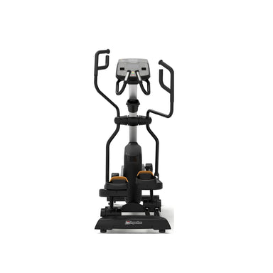 Origin Fitness Impulse Encore ECE5 Elliptical Cross Trainer with a black frame, silver handlebars, and orange accents on the foot pedals, shown against a plain white background.
