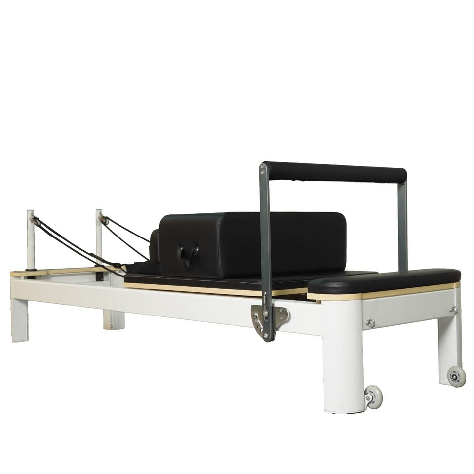 Origin Commercial Aluminium Studio Pilates Reformer Machine on a white background